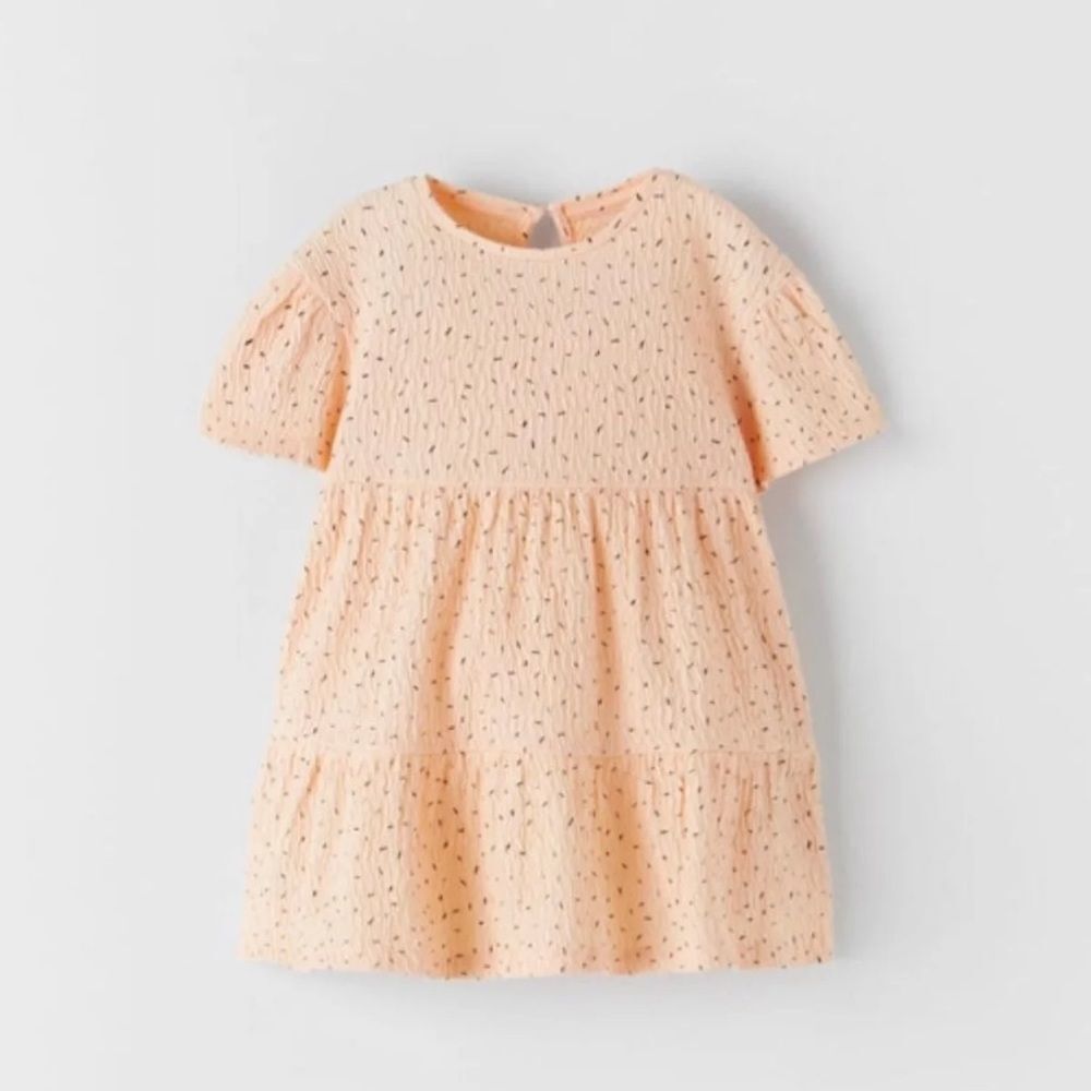 Zara NWT 12-18 month dotted textured tangerine dress .